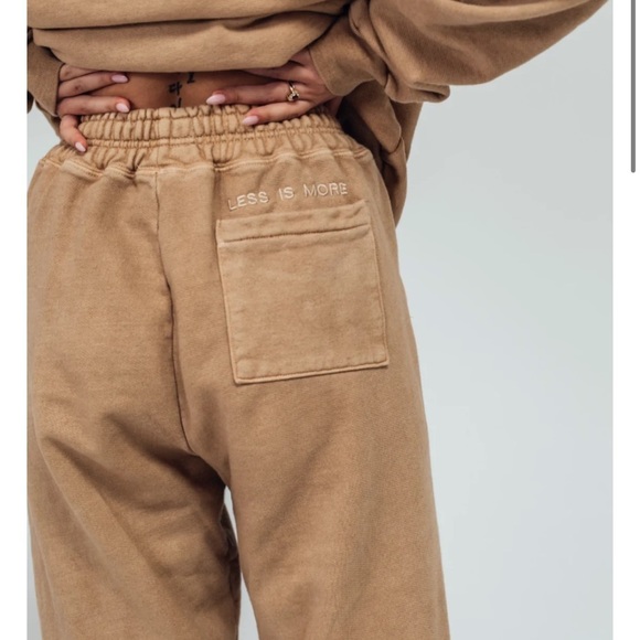 Less is More sweats SET XL sweatshirt sweatpants LessisMore tan lounge embroider - Picture 13 of 16